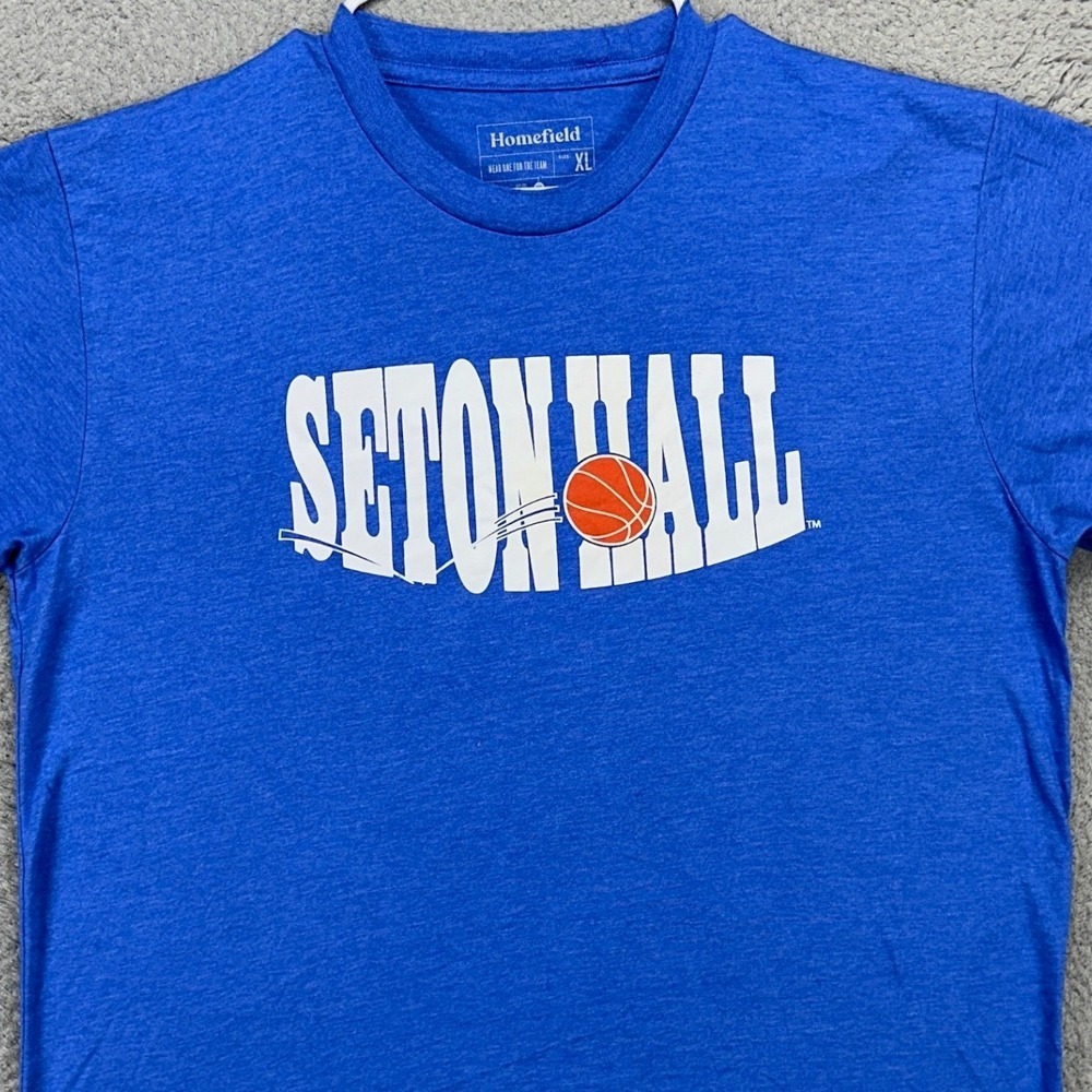 Seton Hall Pirates T-Shirt Tee Mens XL Blue Basketball Short Sleeve Homefield